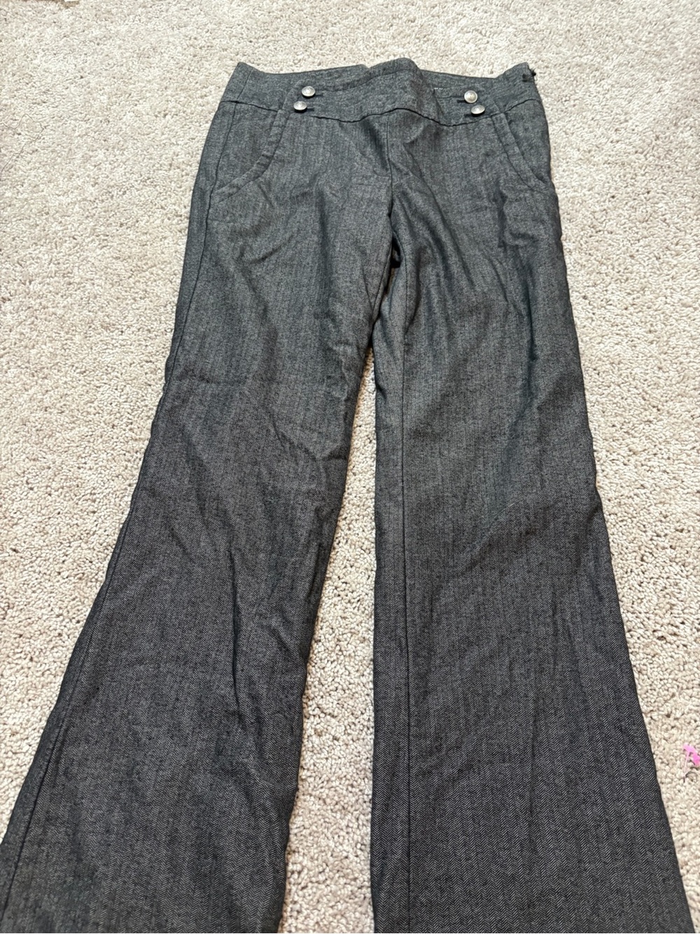 Club Monaco Black and Gray Herringbone Trousers